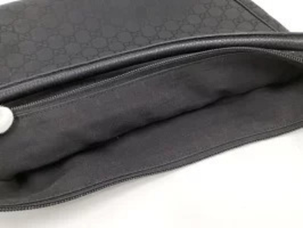 Gucci black canvas leather shoulder bag top zipper front flap Black - Picture 8 of 9